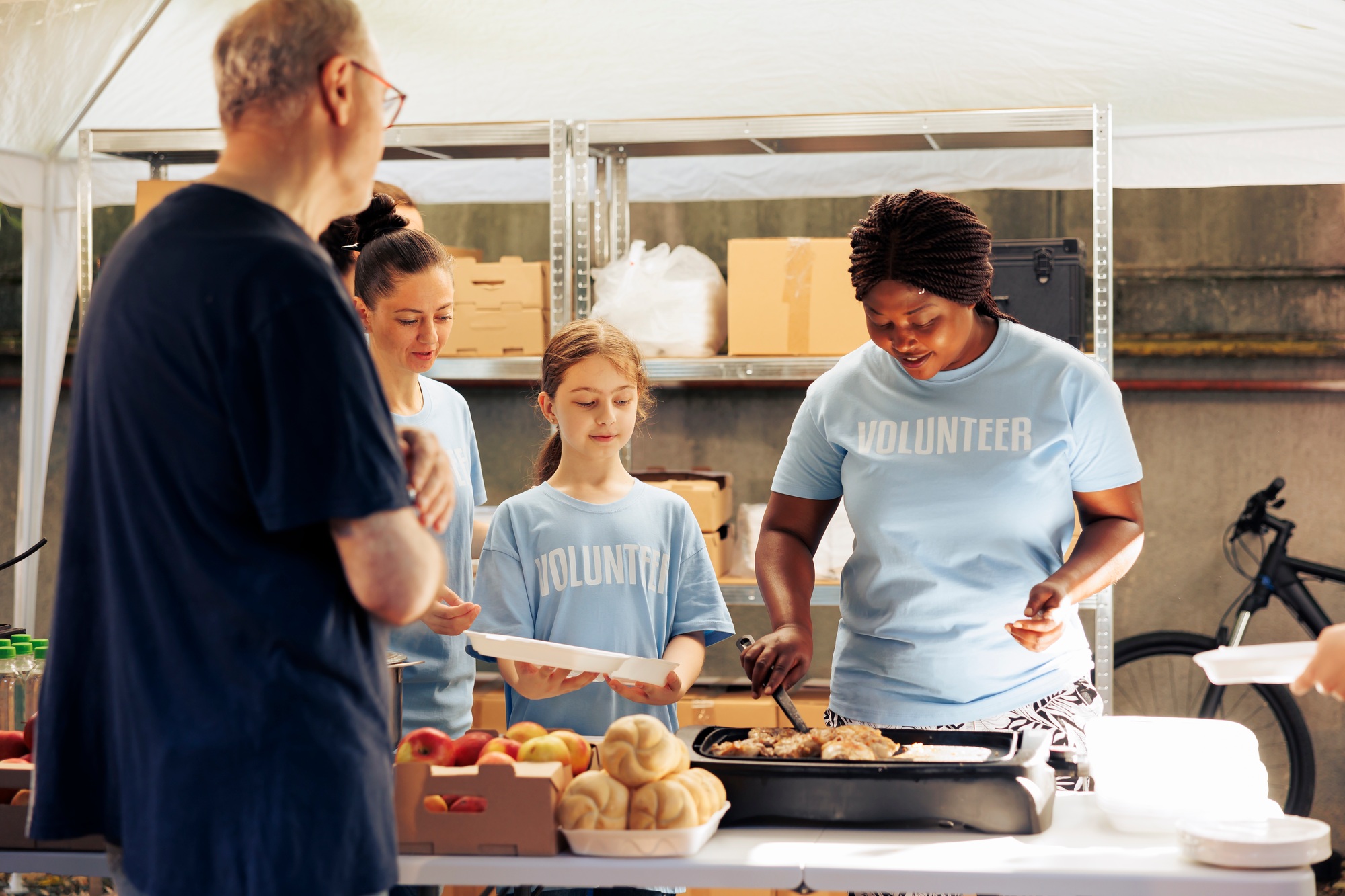 Female volunteers at Food Drive